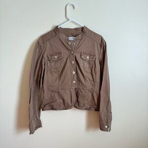 Live a Little Brown Long Sleeve Button Up Jacket | Size L - Women’s